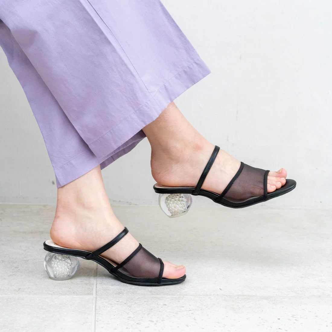 日本製 Launa lea 珍珠透明鞋跟涼鞋 (0520) Black Z