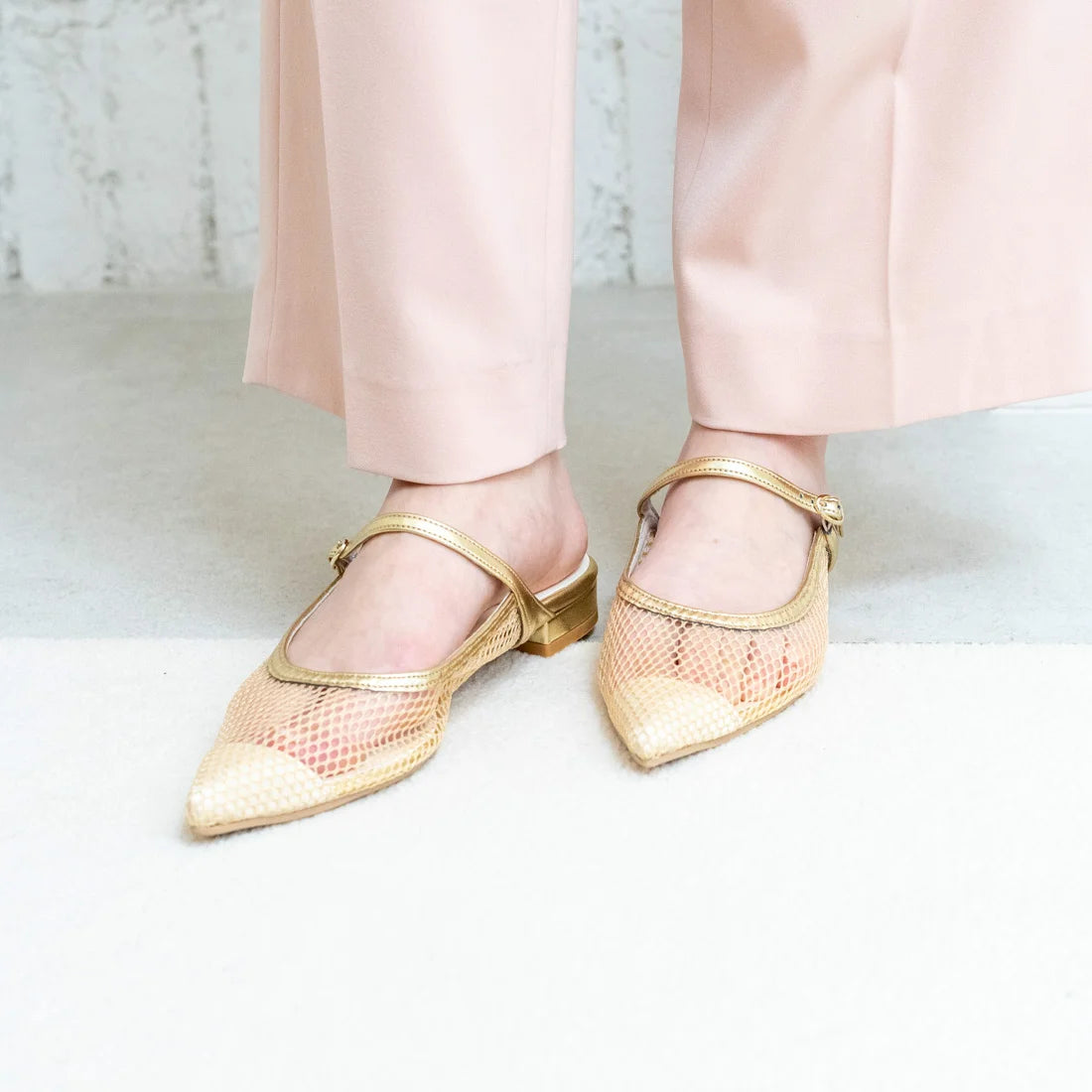 日本製 Launa lea 網面後開式平底涼鞋 (0522) Gold Z