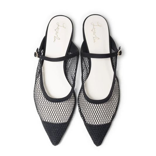 日本製 Launa lea 網面後開式平底涼鞋 (0522) Black Z
