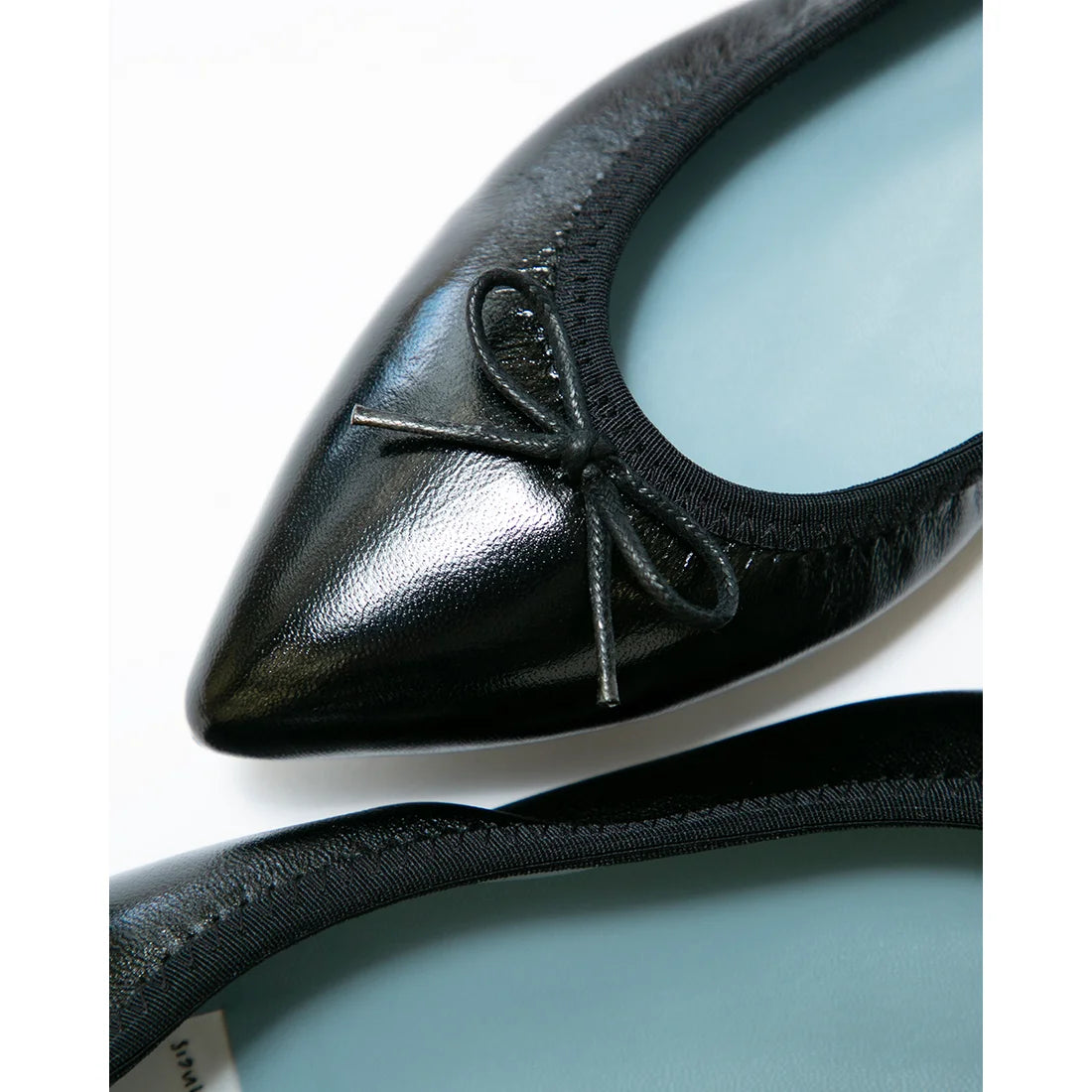 日本製【珍珠色調防水】Emma Francis 真皮 尖頭平底芭蕾舞鞋(01b-L M101)(Black Leather Mylar) （ブラック レザーマイラー）