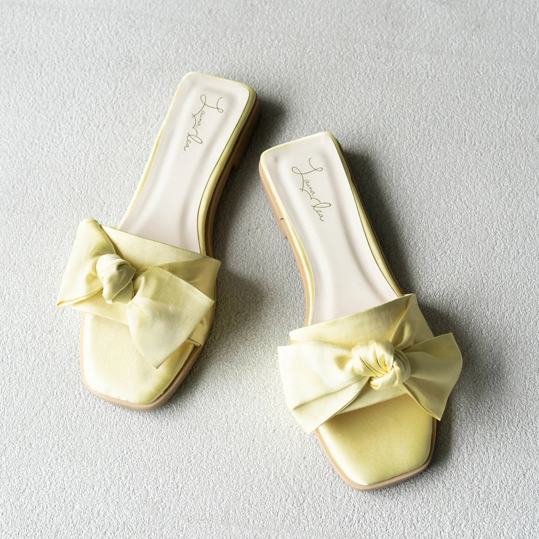 日本製 Launa Lea 絲帶方頭平底涼鞋 (0524) Yellow Z
