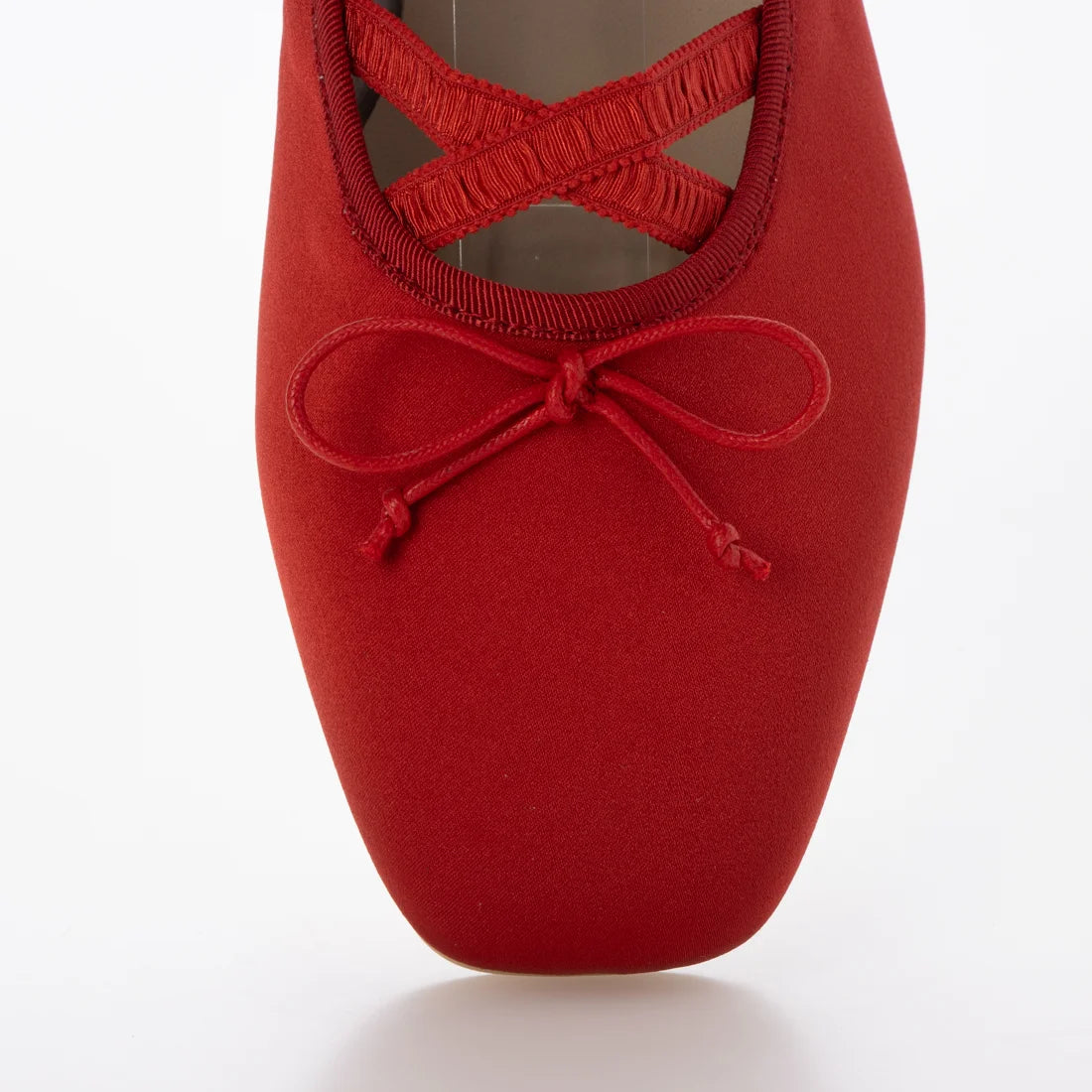 【新品預訂】日本製Emma Francis 交叉橡筋帶方頭平底芭蕾舞鞋（紅色緞面）(03ac-ST 135)