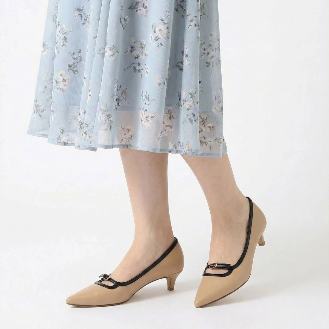 【新品預訂】日本製 Lauf Oletta [All Weather] 全天候 4cm踭 可調節橫帶尖頭高跟鞋（LRH136 Beige/C） (杏色)