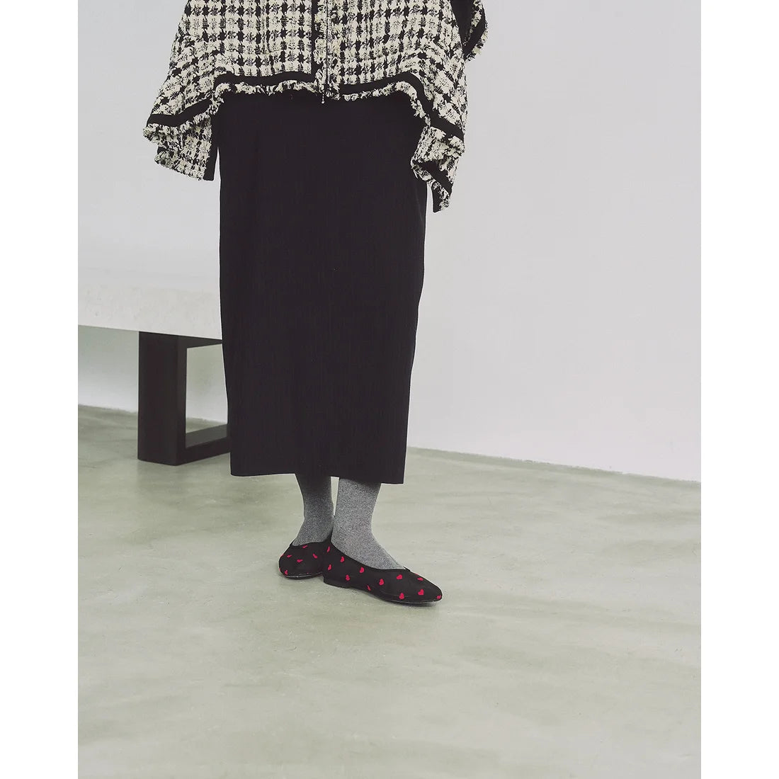 【新品預訂】日本製 Emma Francis 心形薄紗平底鞋（黑色薄紗）( 09j-T 101) BLK