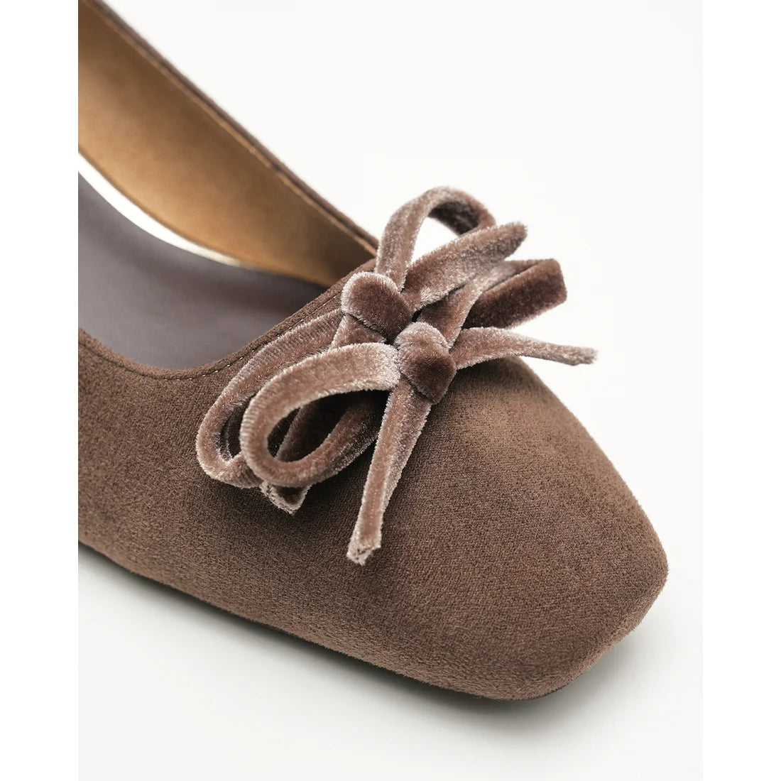 【新品】日本製Emma Francis   蝴蝶結3cm方頭高踭鞋（橡木色絨面革）(3004a-S 141) Oak