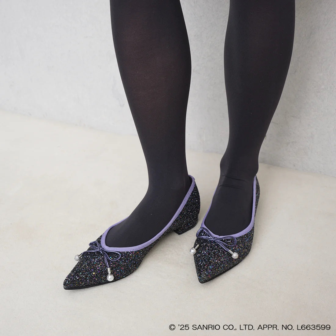 【限定品預訂】售完即止【KUROMI × Lauf oletta 特別聯名】日本製  珍珠蝴蝶結芭蕾舞 (LH101K BLACK-Z) (黑色)