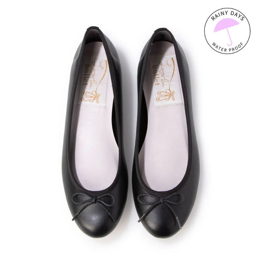 日本製 Launa lea 蝴蝶結圓頭啞面芭蕾晴雨鞋( RB1001A ) (黑色/Black)