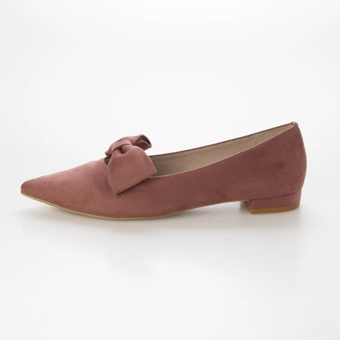 【新品預訂】日本製 Launa lea 尖頭蝴蝶結平底鞋（615）(藕粉色 / Mauve-S)