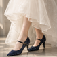 Launa lea 日本製 7cm Black Glitter 尖頭 Mary Jane 黑色高跟鞋 0575 Black