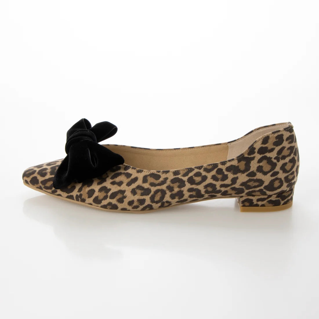 日本製 Launa Lea 絲絨蝴蝶結平底鞋 (460C)(豹紋 S / Leopard S)