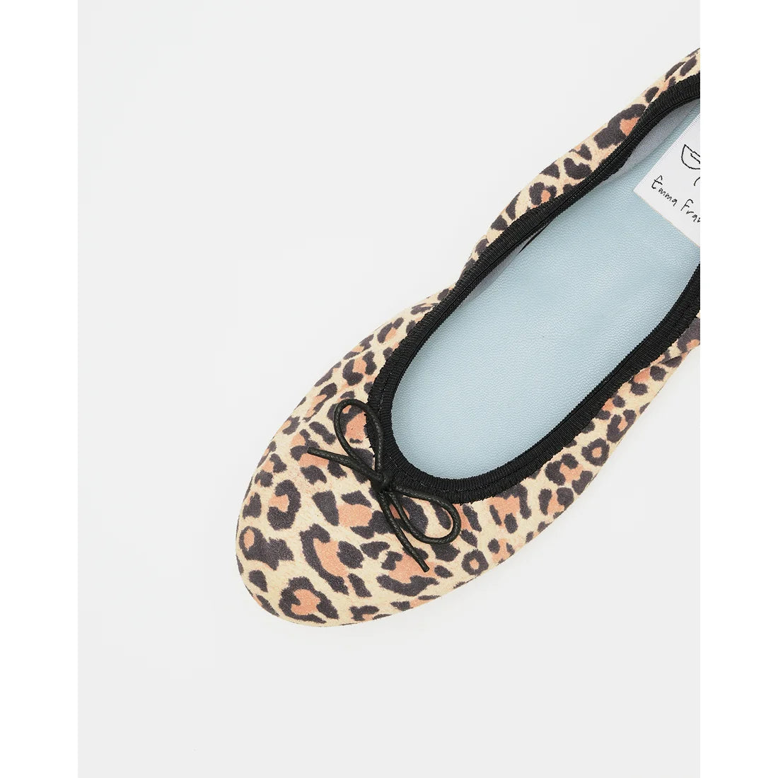 日本製【珍珠色調防水】Emma Francis 真皮 圓頭平底芭蕾舞鞋(02b-L S328)(Leopard pattern leather suede)（レオパード柄 レザースエード）
