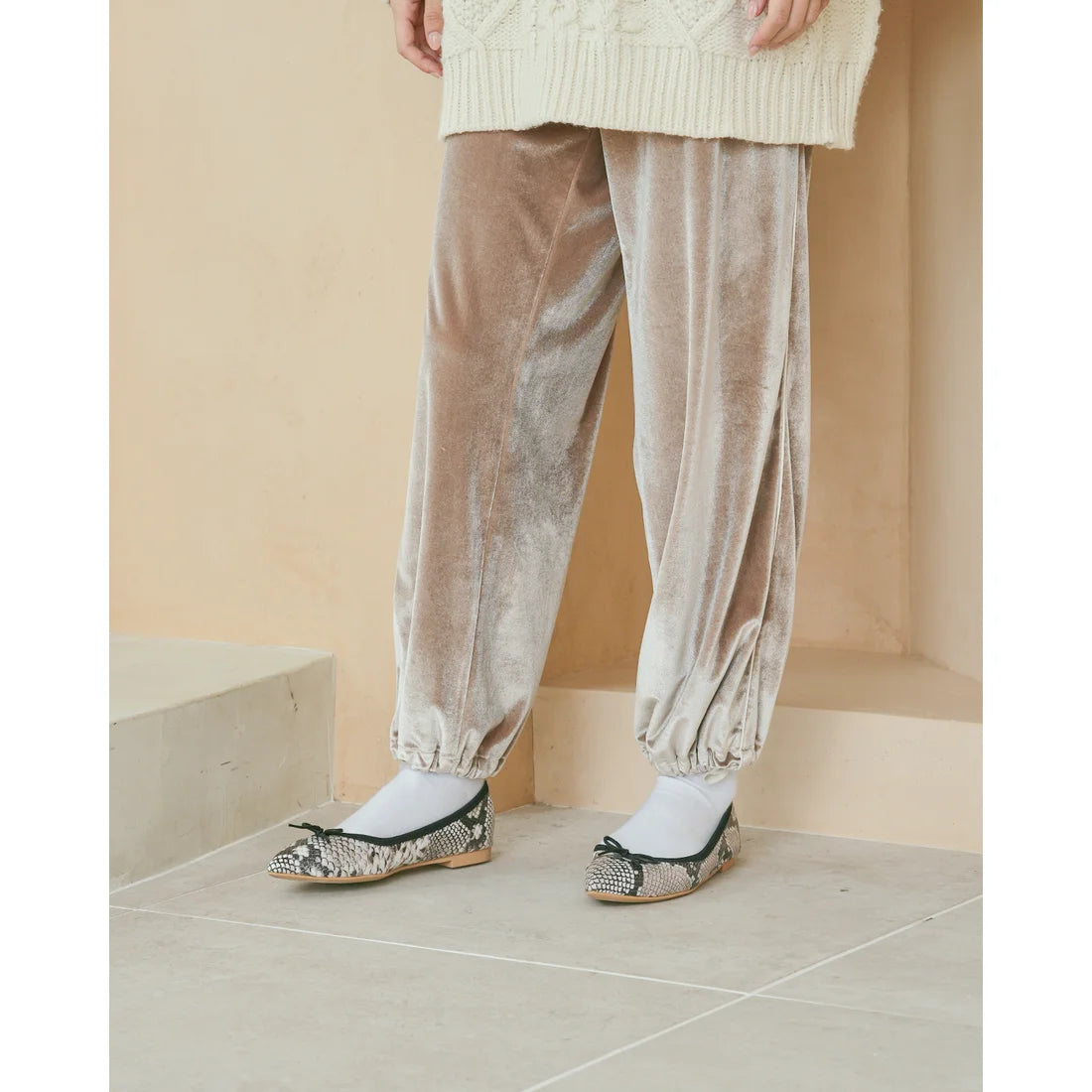 日本製【珍珠色調防水】Emma Francis 真皮 尖頭平底芭蕾舞鞋(01b-L P371)(Python pattern leather smooth) （パイソン柄 レザースムース）