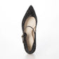 Launa lea 日本製 7cm Black Glitter 尖頭 Mary Jane 黑色高跟鞋 0575 Black