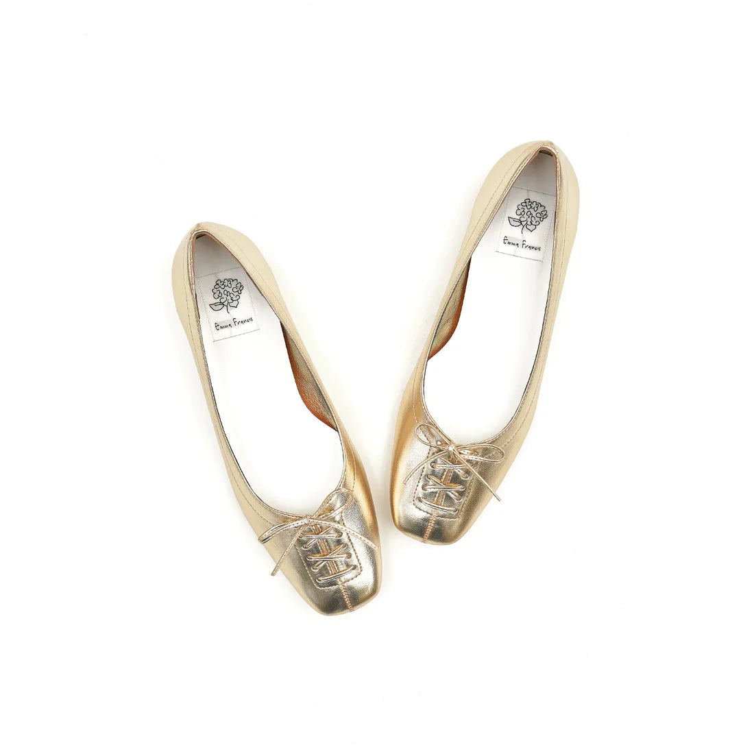 【新品預訂】日本製Emma Francis  綁帶蝴蝶結平底鞋（金色）(03ab-M 165)