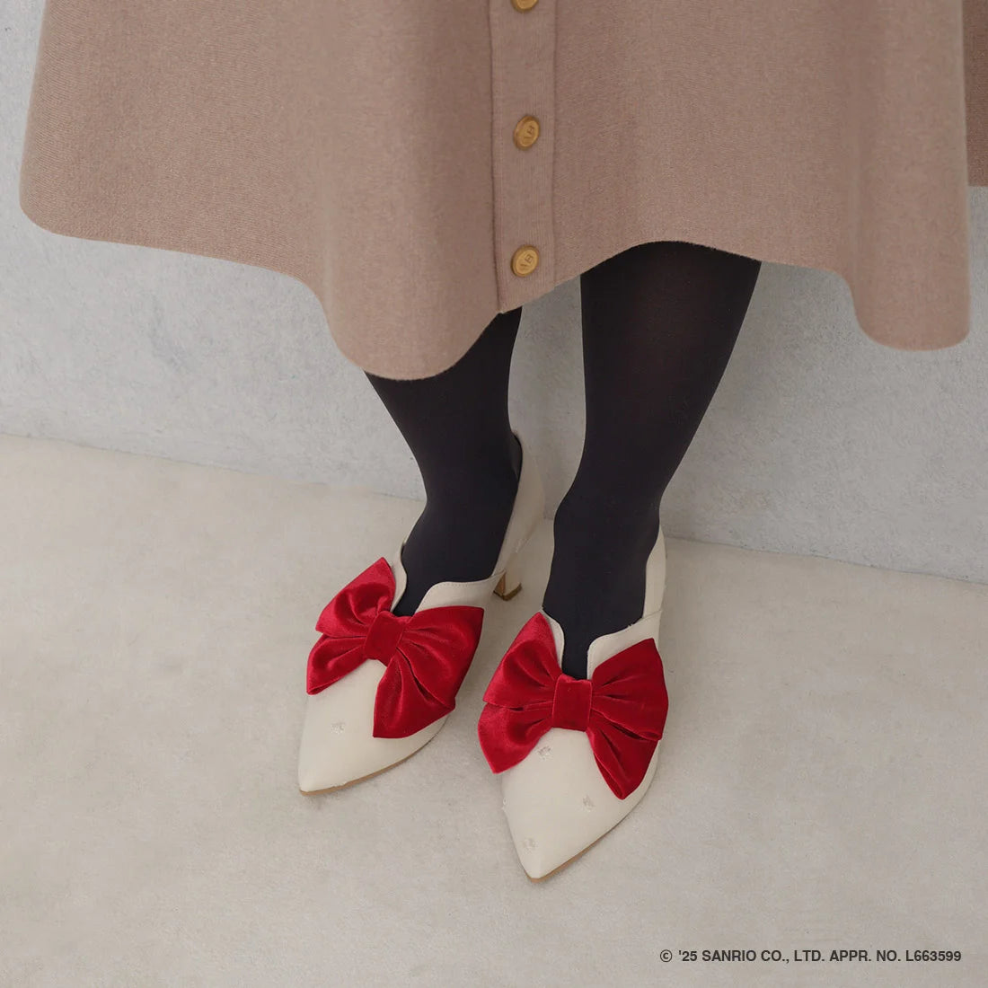 【限定品預訂】售完即止【HELLO KITTY × Launa lea 特別聯名】日本製￼7cm踭蝴蝶結高跟鞋 (612K)(象牙白/Ivory Z/C)