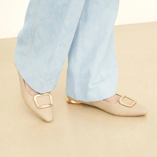 日本製 Launa lea 方扣平底樂福鞋( 576 ) (杏色/L Beige)
