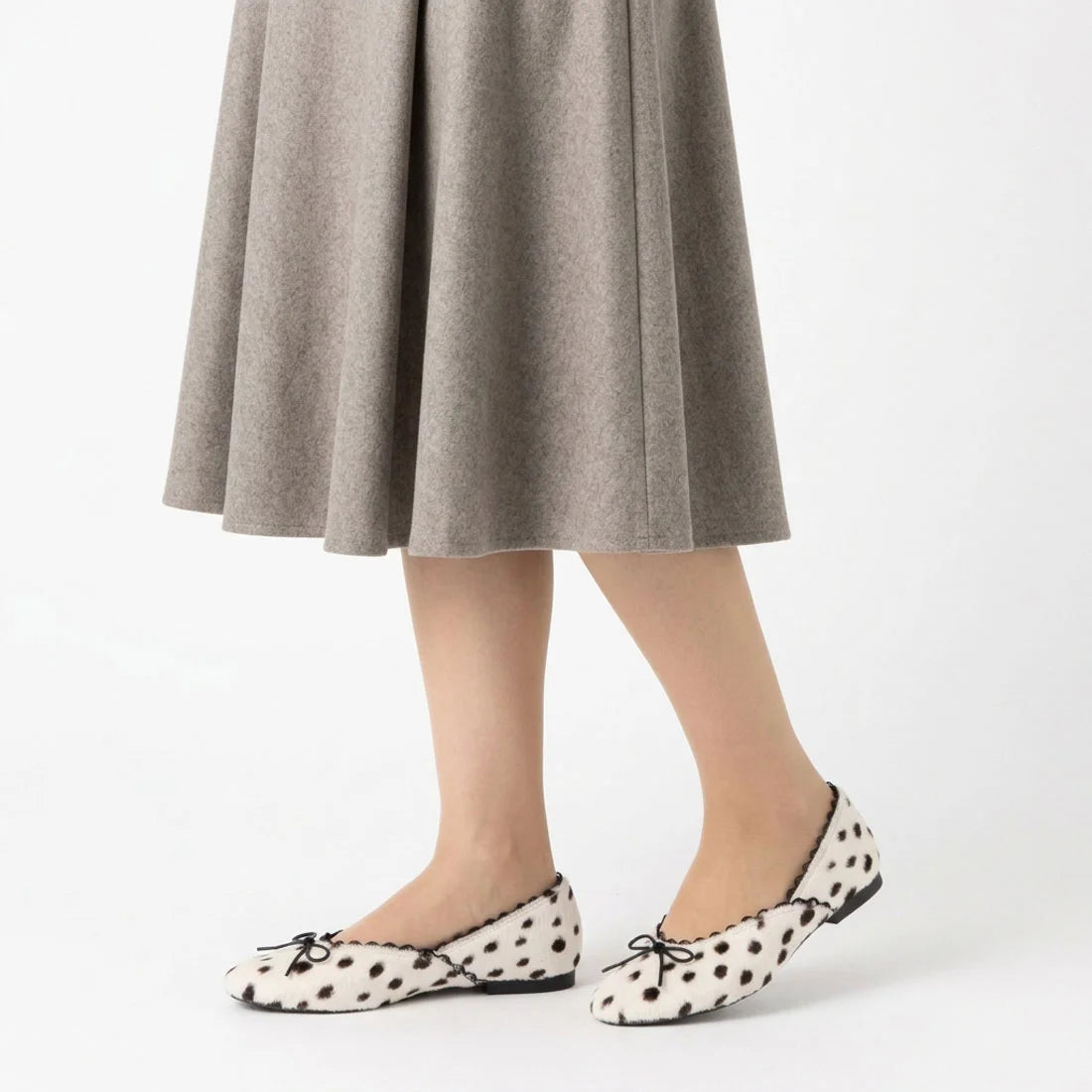 【新品預訂】日本製 Launa lea 經典蕾絲邊蝴蝶結芭蕾舞鞋 (B1616A)(斑點紋/Dalmatian-Z)