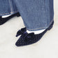 日本製 Launa Lea 絲絨蝴蝶結平底鞋 (460C)(深藍色 Z / Navy Z)