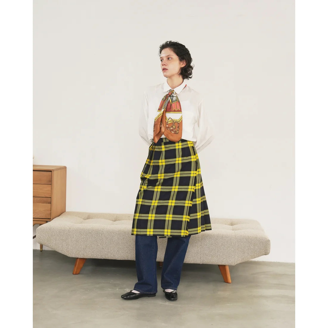 【新品預訂】日本製Emma Francis  綁帶蝴蝶結平底鞋（黑色）(03ab-M 101)