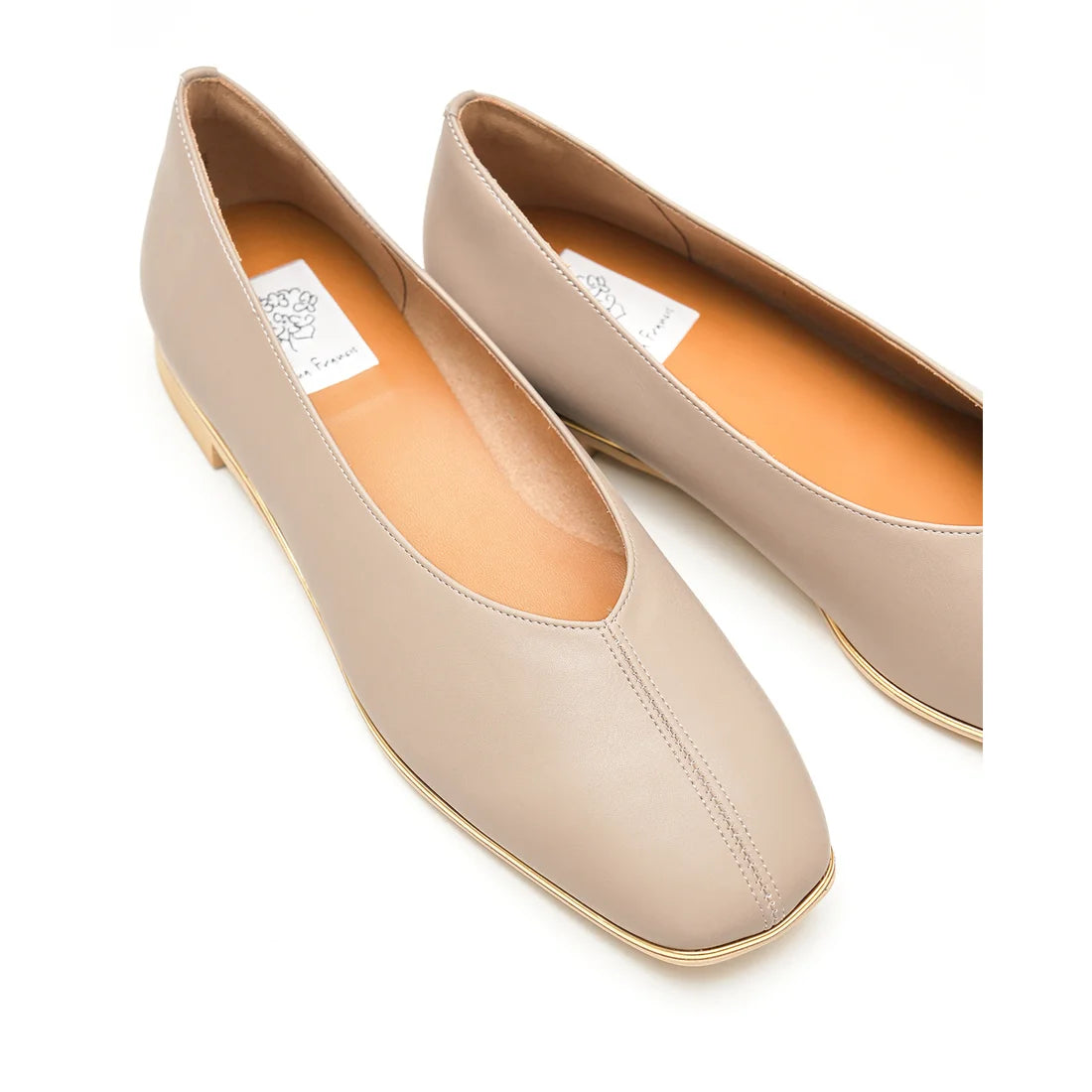 【新品預訂】日本製Emma Francis   V形中心接縫金線平底鞋（炭灰色光滑）(03aa-P 155) C/GRY