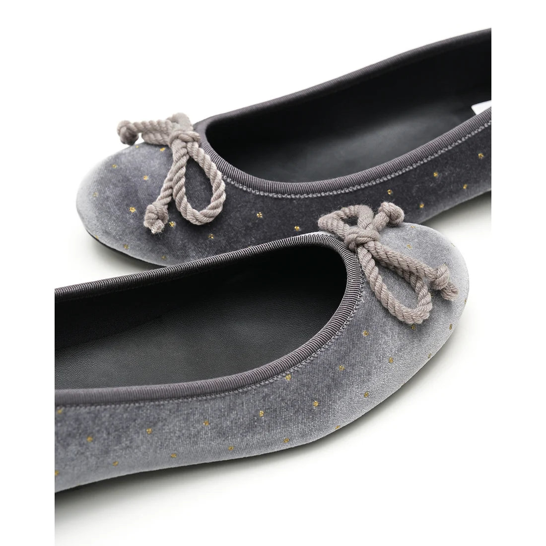 【新品預訂】日本製Emma Francis 圓點天鵝絨平底芭蕾舞鞋（灰色天鵝絨）(02a-V 153)GRY