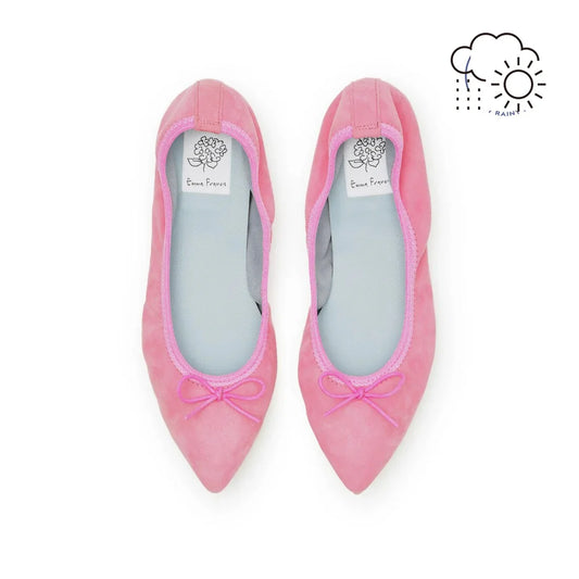 日本製【珍珠色調防水】Emma Francis 真皮 尖頭平底芭蕾舞鞋(01b-L S143)(Dark Pink leather suede) （ダークピンク レザースエード）