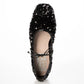 日本製Launa lea 亮片芭蕾平底鞋 (B7608A) (Black Z)