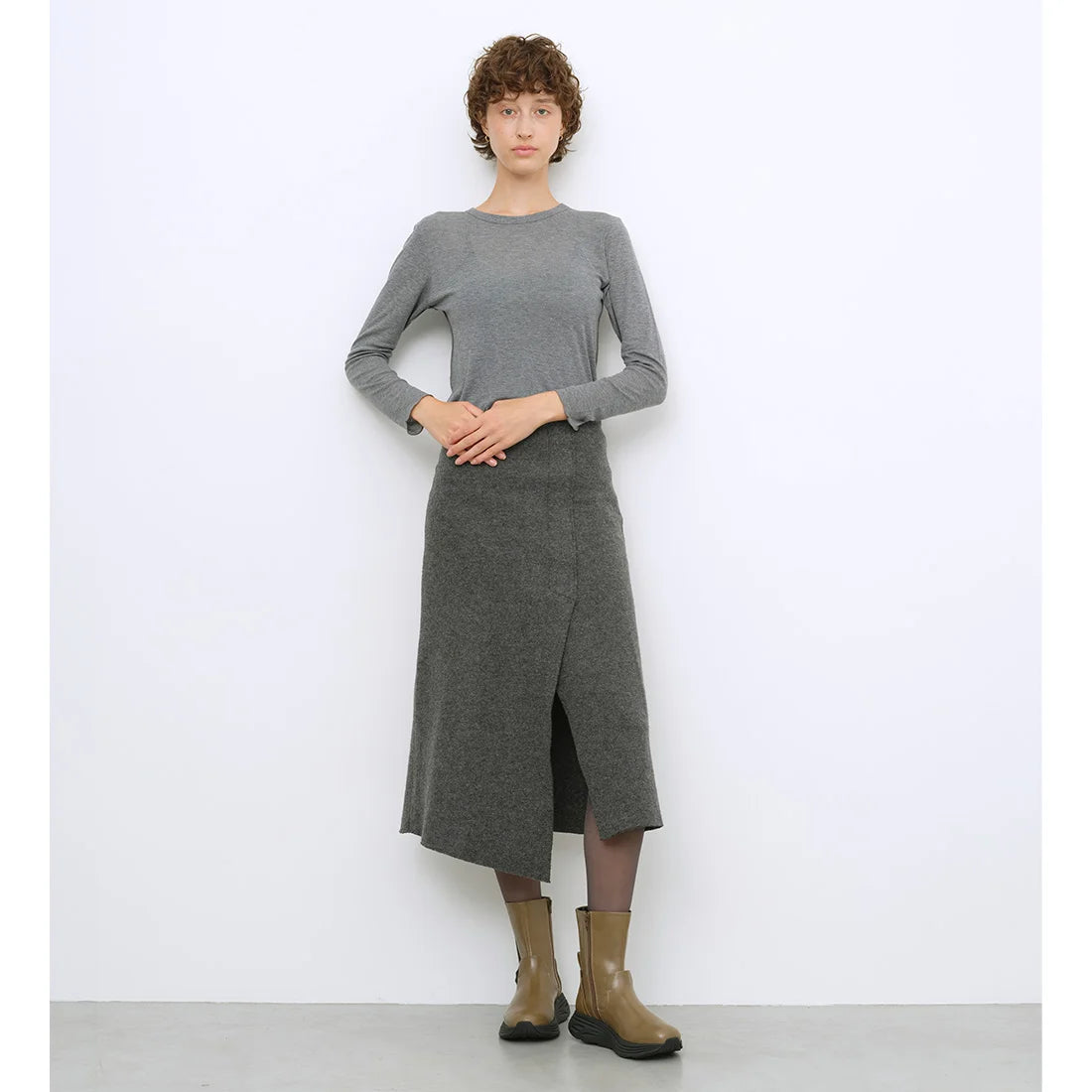 【新品預訂】日本 Lauf Oletta 4cm 輕質厚底側高短靴 (L156 Khaki)(卡其色)
