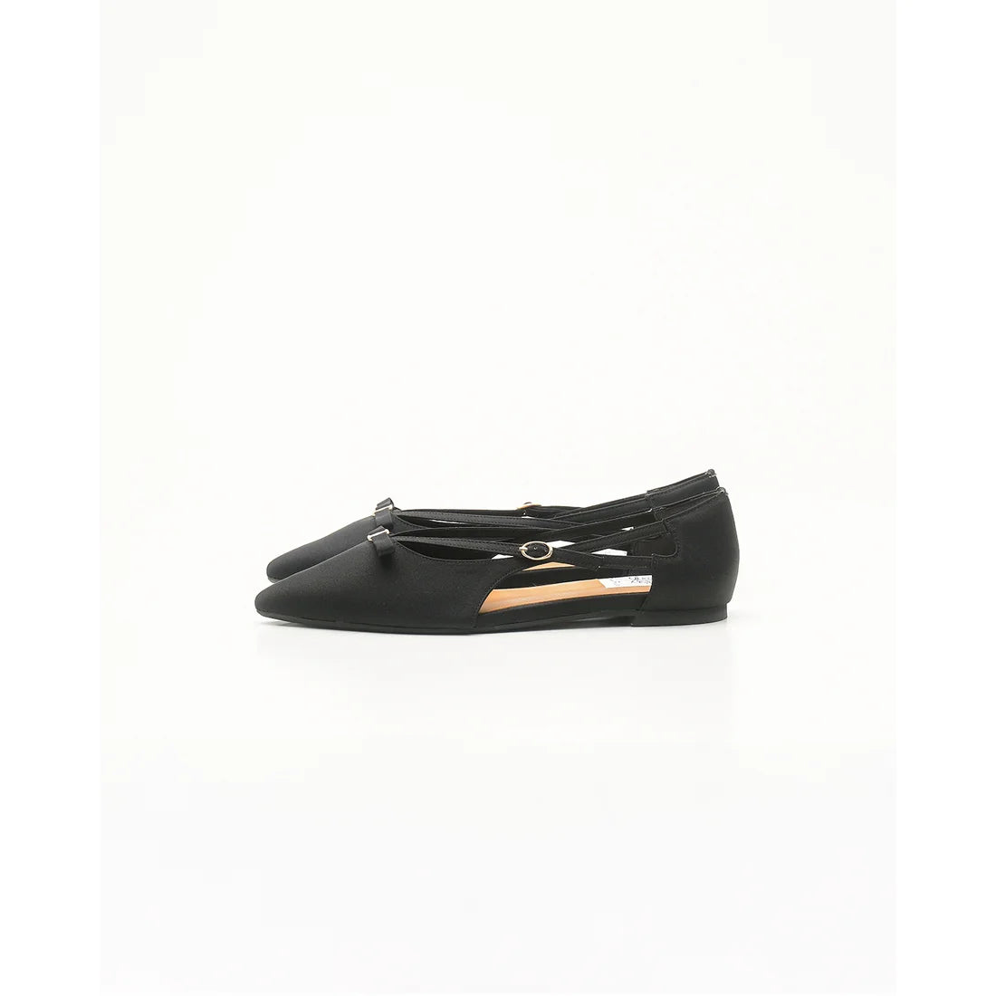 【新品預訂】日本製Emma Francis 緞面側平底鞋（黑色）( 07f-ST 101) Black
