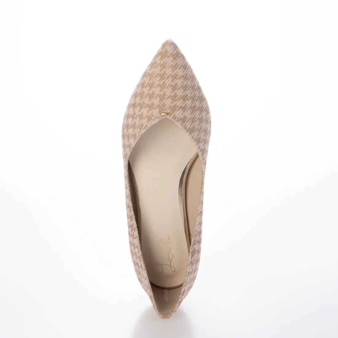【新品預訂】日本製 Launa lea 2cm踭金線V口剪裁平底鞋 (492A) ( 千鳥杏色／Beige Z/C )