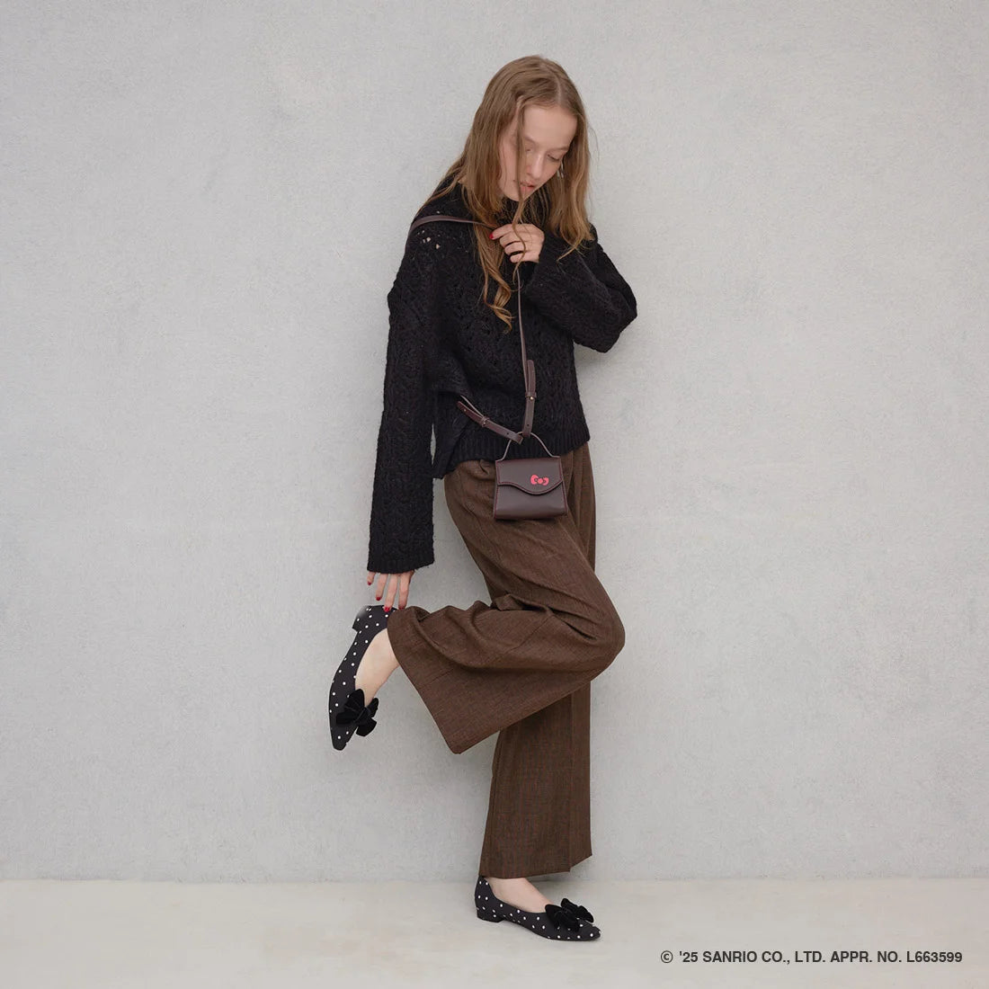 【限定品預訂】售完即止【HELLO KITTY × Launa lea 特別聯名】日本製蝴蝶結平底鞋 (460K)(黑色/Black Z/C)