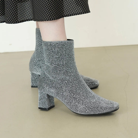 日本製 Launa Lea 6cm閃閃方頭短靴 (582)(銀色Z／Silver Z)