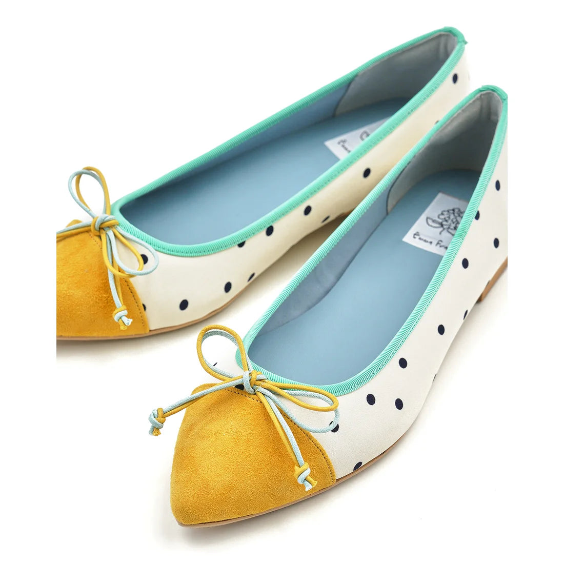 【新品預訂】日本製Emma Francis 圓點圖案平底芭蕾舞鞋（白色圓點圖案）(01l-PE 603)