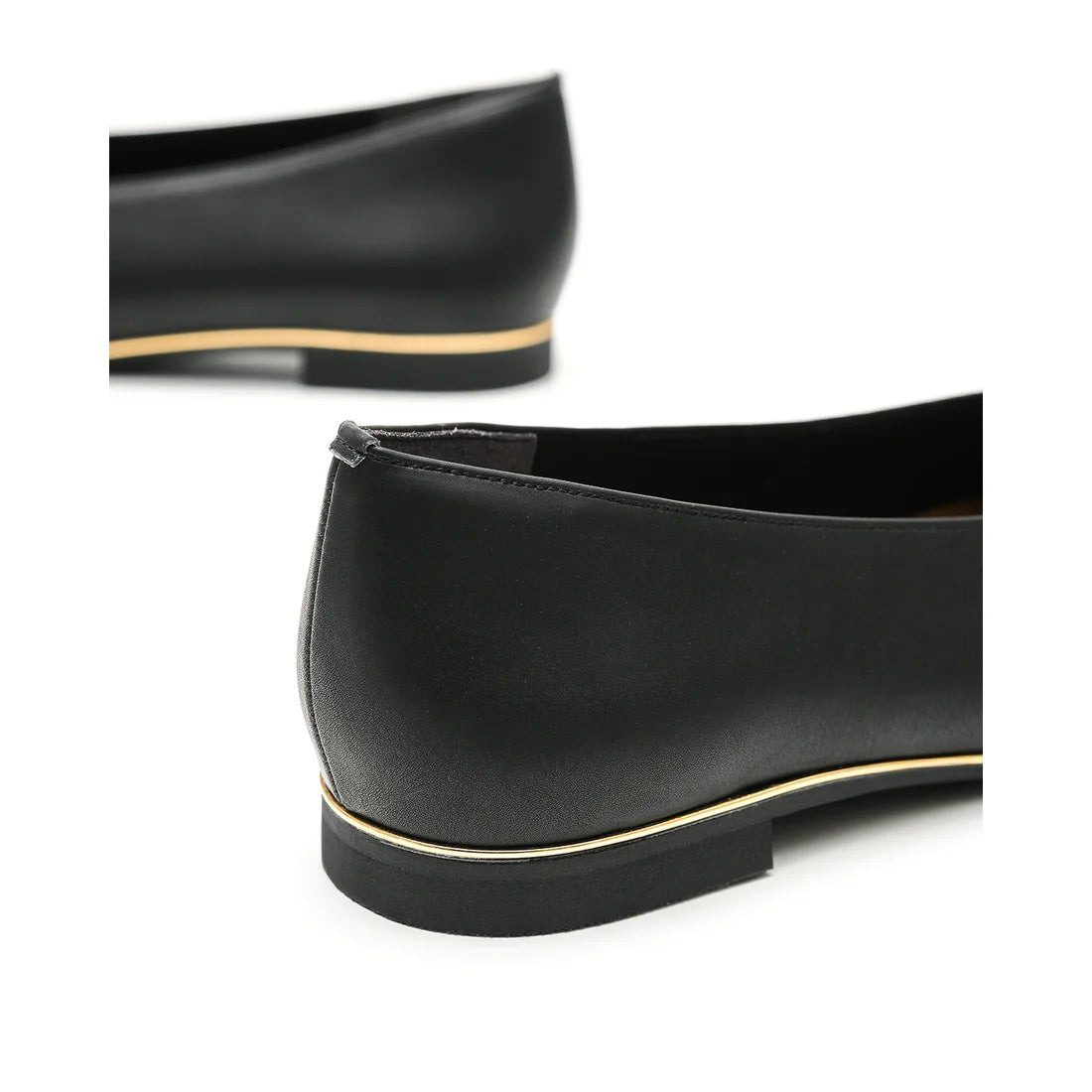 【新品預訂】日本製Emma Francis   V形中心接縫金線平底鞋（黑色光滑）(03aa-P 101) BLK