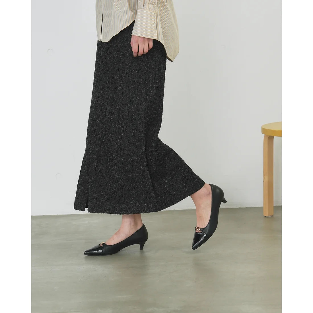 【新品預訂】日本製Emma Francis 4cm跟 前馬銜扣高跟鞋 (黑色光滑) (4003a P101)