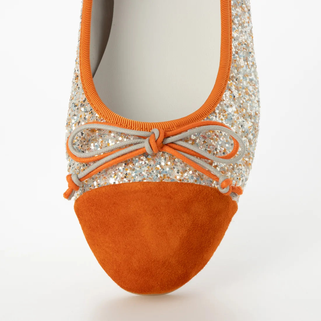 【新品預訂】日本製Emma Francis   蝴蝶結閃光平底芭蕾舞鞋（橙色閃光）(06e-G 129)