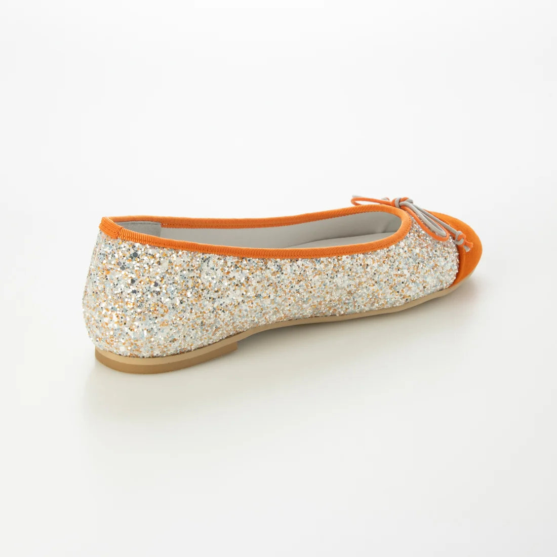 【新品預訂】日本製Emma Francis   蝴蝶結閃光平底芭蕾舞鞋（橙色閃光）(06e-G 129)