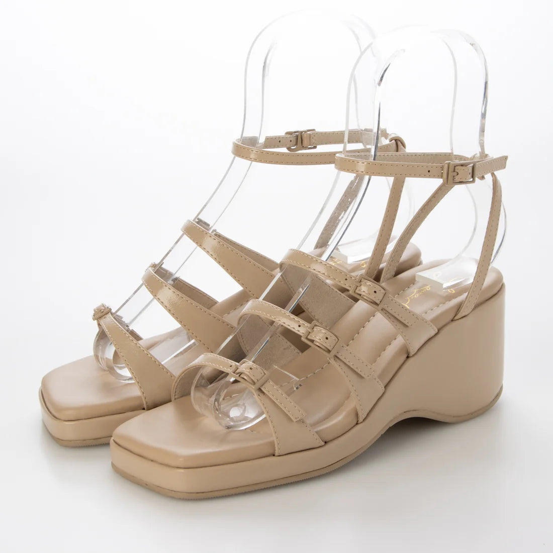 【新品預訂】日本Launa Lea 6cm 方頭綁帶坡跟涼鞋(S161)(杏色/ Beige)