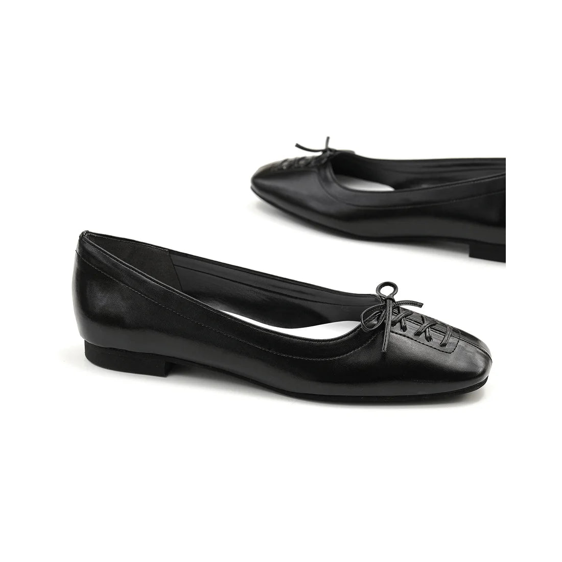 【新品預訂】日本製Emma Francis  綁帶蝴蝶結平底鞋（黑色）(03ab-M 101)
