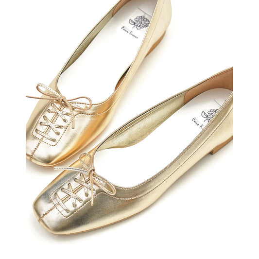 【新品預訂】日本製Emma Francis  綁帶蝴蝶結平底鞋（金色）(03ab-M 165)