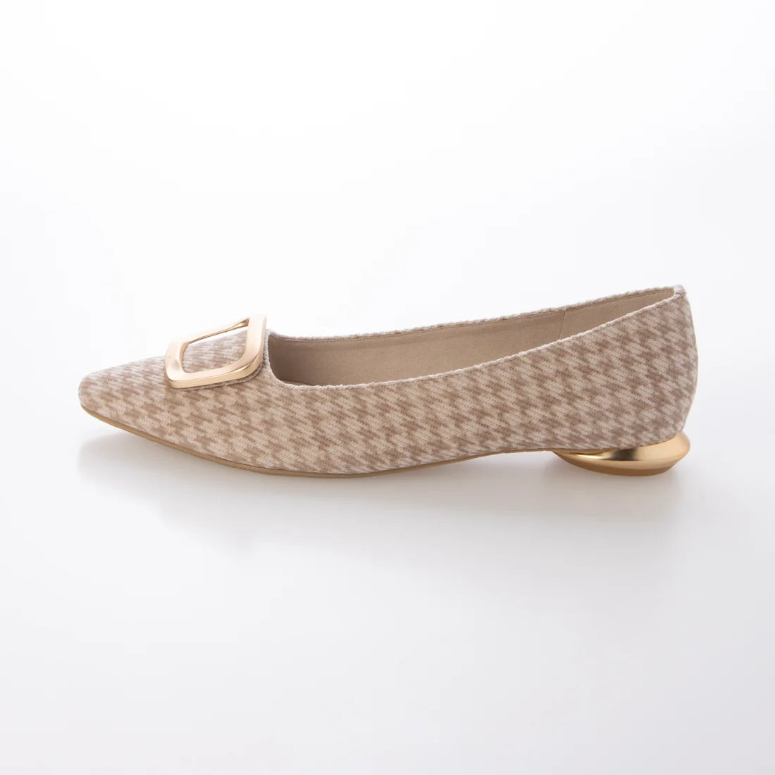 【新品預訂】日本製 Launa lea 金色方扣平底鞋 (576) (杏色 Z/C / Beige Z/C )