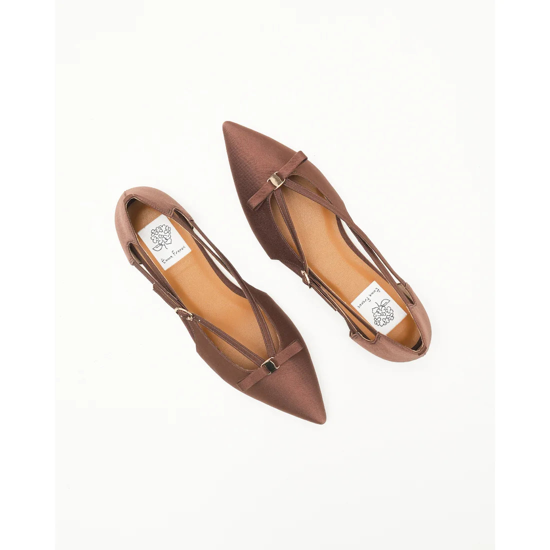 【新品預訂】日本製Emma Francis 緞面側平底鞋（棕色）( 07f-ST 105) Brown