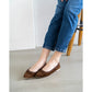 日本製【珍珠色調防水】Emma Francis 真皮 尖頭平底芭蕾舞鞋(01b-L S105)(Brown leather suede) （ブラウン レザースエード）