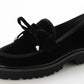 【新品預訂】日本製Emma Francis   蝴蝶結樂福鞋（黑色天鵝絨）(2002f V101) BLK