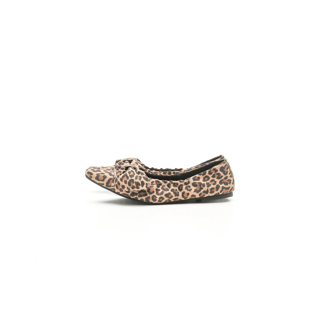 【新品預訂】日本製Emma Francis 天鵝絨大蝴蝶結褶皺平底鞋（豹紋）( 08g S325) Leopard