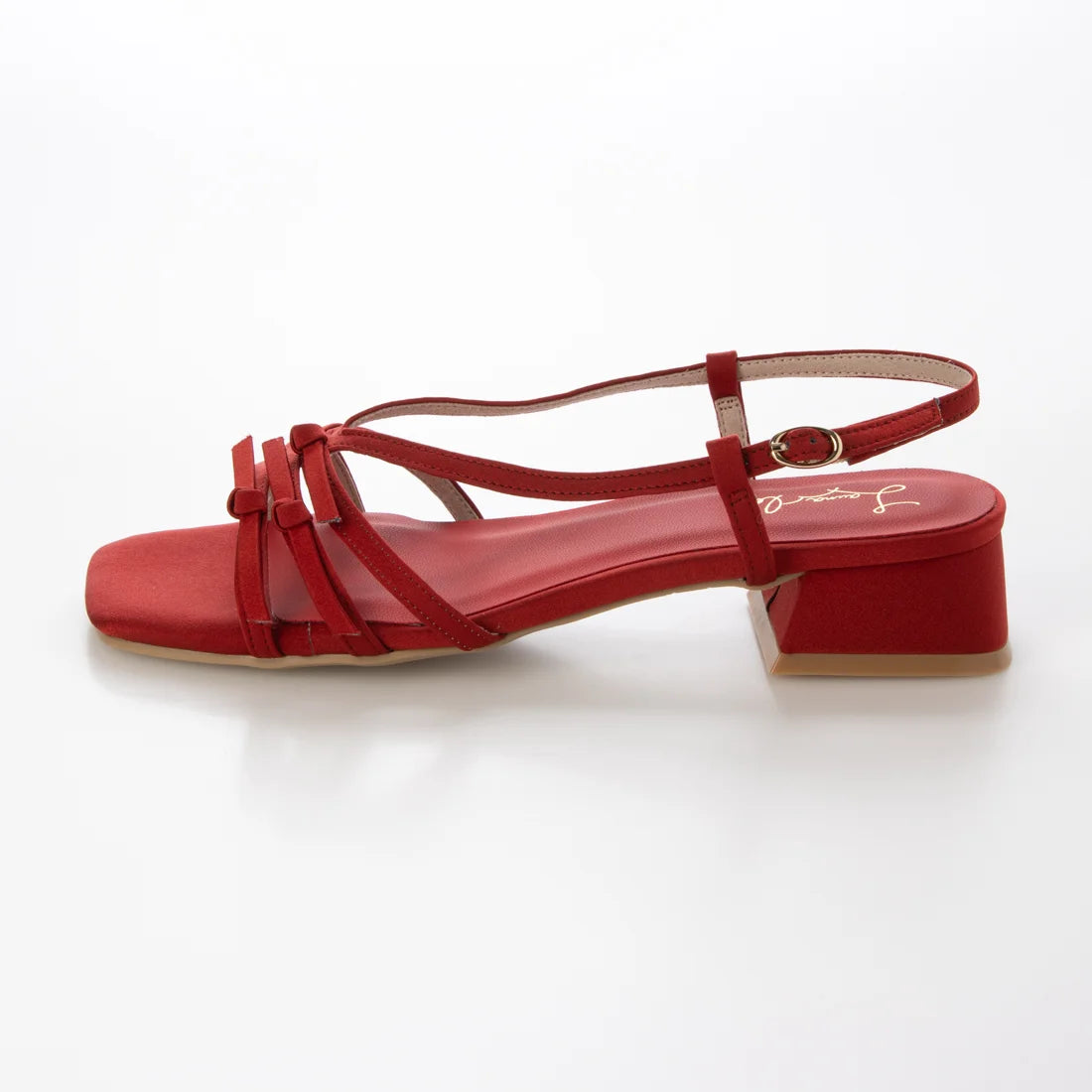【新品預訂】日本製 Launa Lea 3.5cm踭 迷你蝴蝶結綁帶涼鞋 (628)(紅色/ Red)