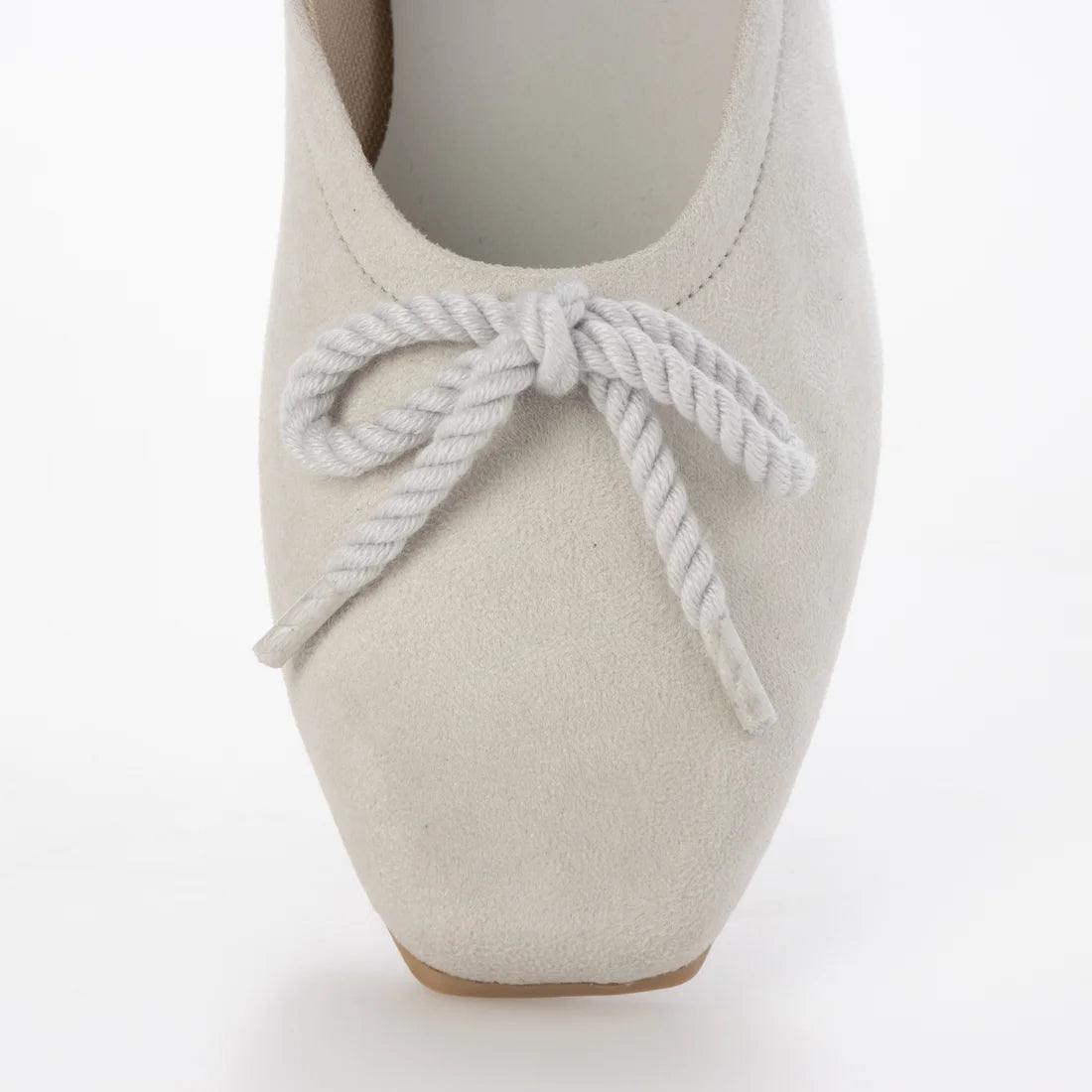 【新品預訂】日本製 Launa lea 繩蝴蝶結方頭絨毛芭蕾舞鞋（B7102A）(淺灰色 S / L Grey S)