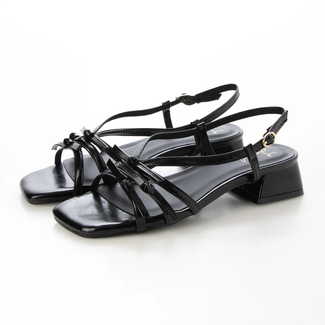 【新品預訂】日本製 Launa Lea 3.5cm踭 迷你蝴蝶結綁帶涼鞋 (628)(黑色/ Black)