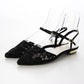 【新品預訂】日本製 Launa Lea 花卉蕾絲漁網綁帶涼鞋 (600A)(黑色 / Black Z/C)