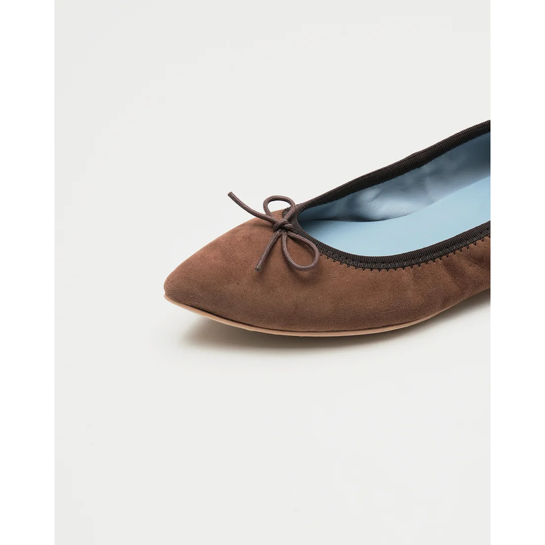 日本製【珍珠色調防水】Emma Francis 真皮 尖頭平底芭蕾舞鞋(01b-L S104)(Brown leather suede) （ブラウン レザースエード）